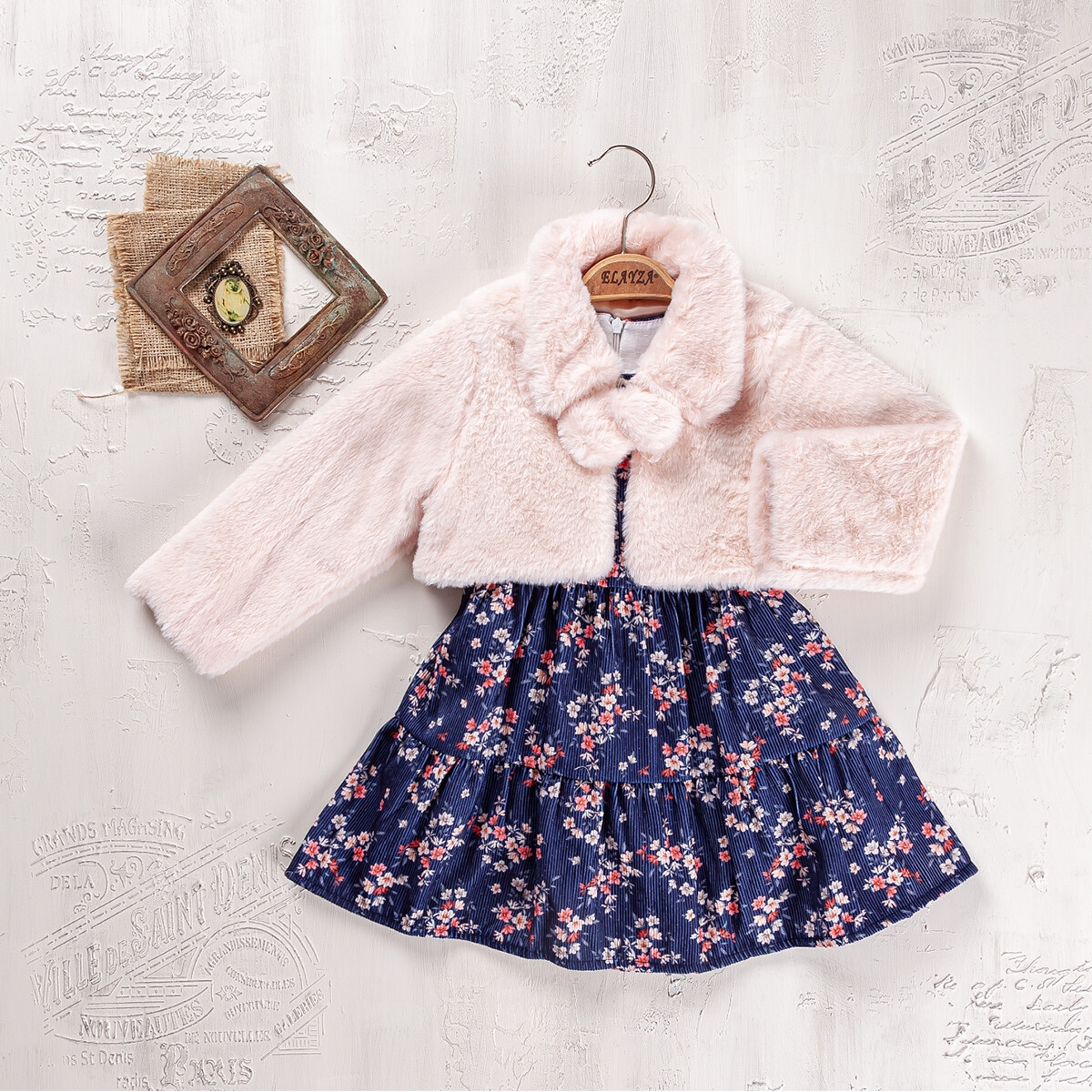 Girls' Suits - Toptan Kız Çocuk 2'li Elbise ve Yelek Takım 2-5Y 2023-2283 - Brand: Elayza - Kids & Bby Clothes From TheBS Kids Turkey