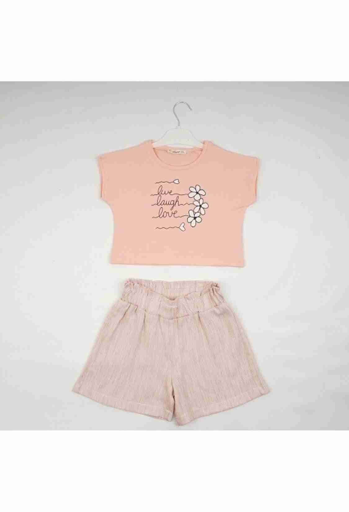 Girls' Suits - Toptan Kız Çocuk 2'li Tişört ve Keten Şort Takım 7-10Y 1016-23175 - Brand: Büşra Bebe - Kids & Bby Clothes From TheBS Kids Turkey