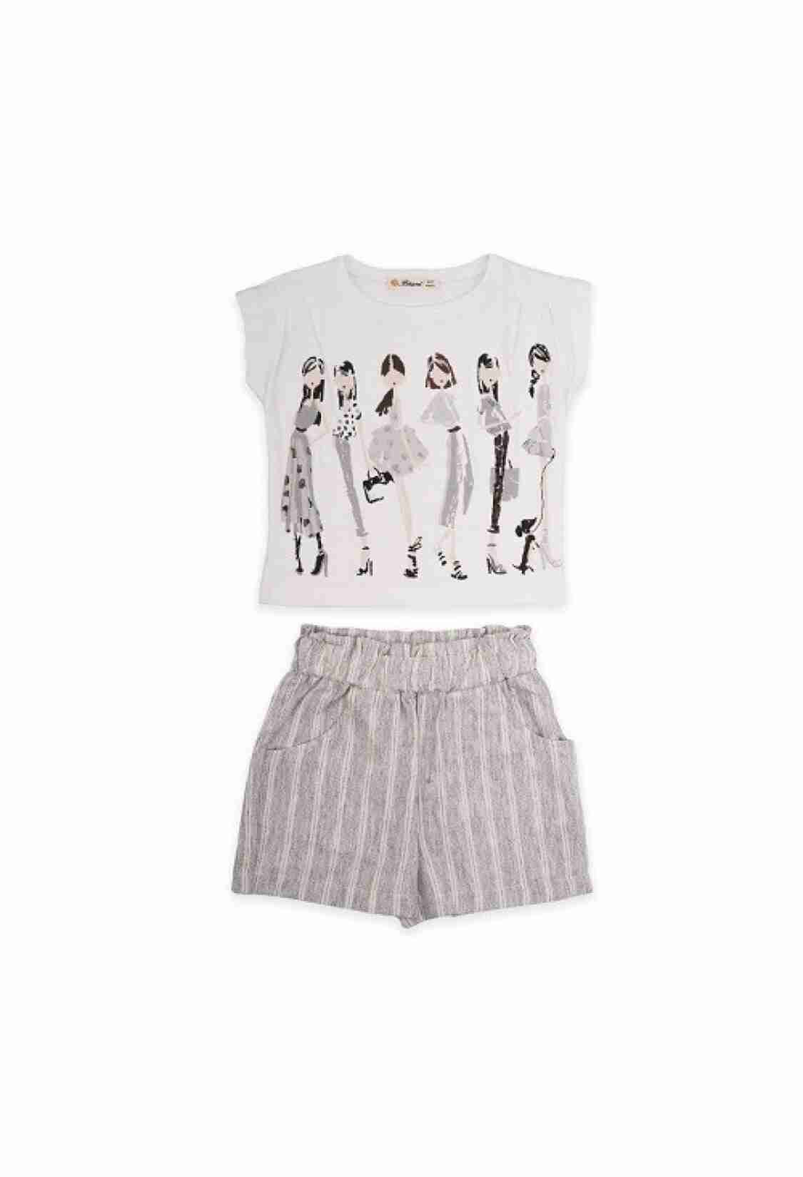 Girls' Suits - Toptan Kız Çocuk 2'li Tişört ve Şort Takım 3-6Y 1016-23189 - Brand: Büşra Bebe - Kids & Bby Clothes From TheBS Kids Turkey