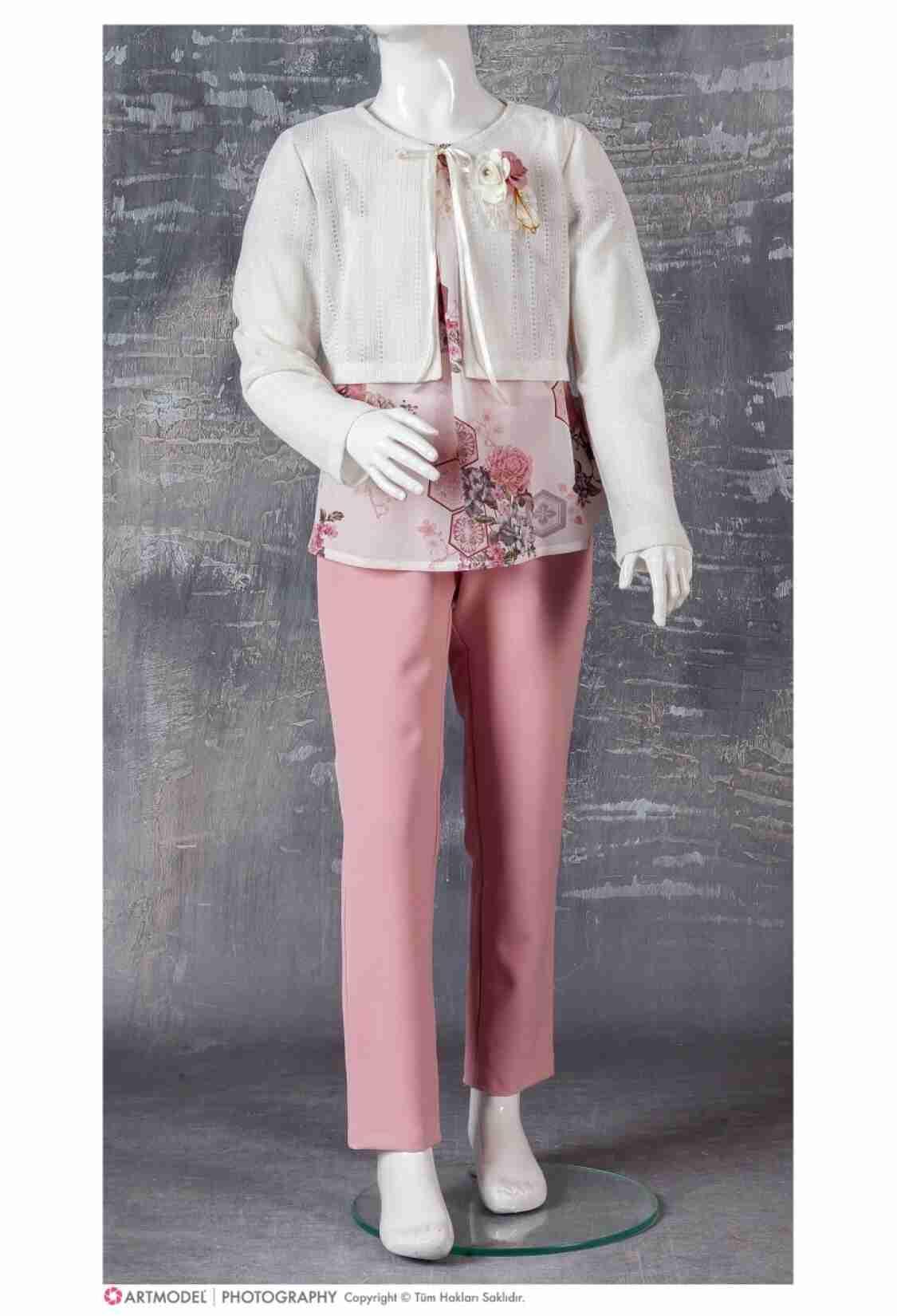 Girls' Suits - Toptan Kız Çocuk 3'lü Bluz, Bolero ve Pantolon Takım 9-12Y 1042-2431 - Brand: Tivido - Kids & Bby Clothes From TheBS Kids Turkey