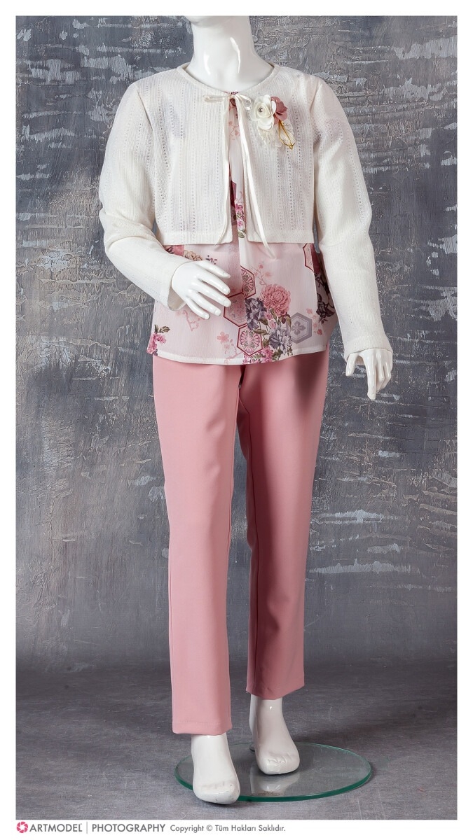 Girls' Suits - Toptan Kız Çocuk 3'lü Bluz, Bolero ve Pantolon Takım 9-12Y 1042-2431 - Brand: Tivido - Kids & Bby Clothes From TheBS Kids Turkey