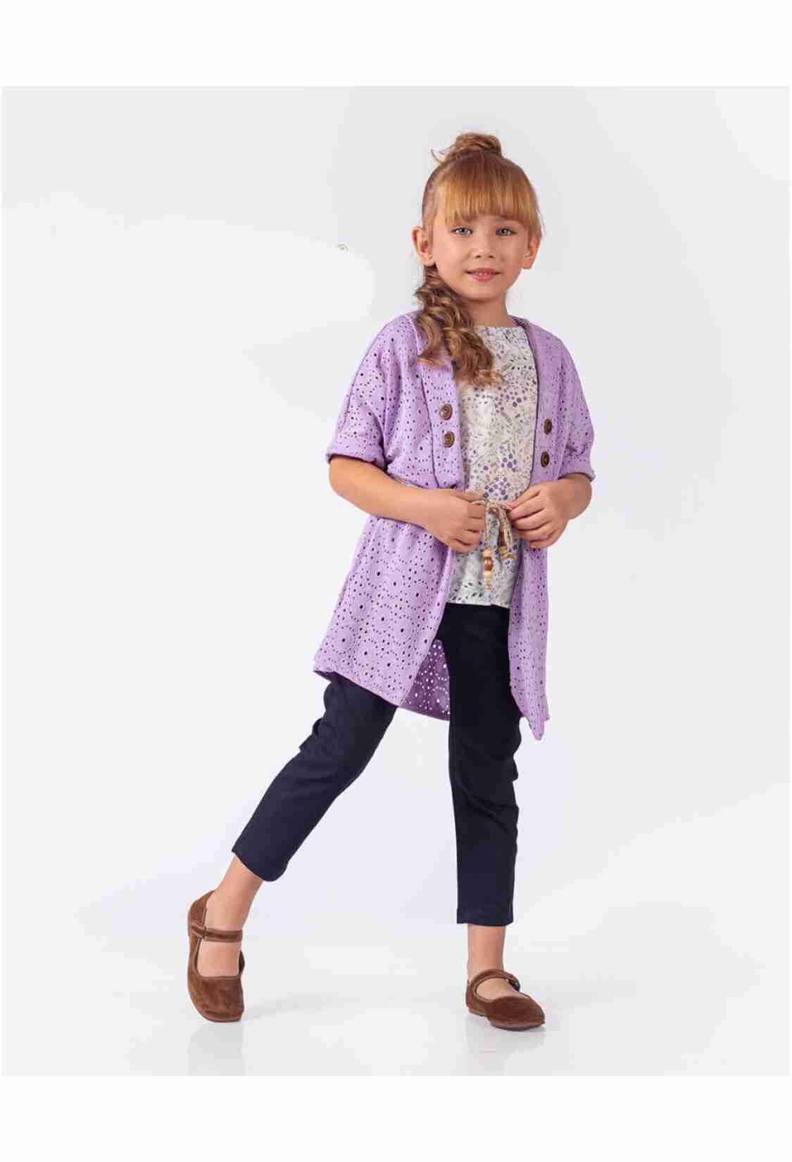 Girls' Suits - Toptan Kız Çocuk 3'lü Bluz, Hırka ve Pantolon Takım 9-12Y 2023-2264 - Brand: Elayza - Kids & Bby Clothes From TheBS Kids Turkey