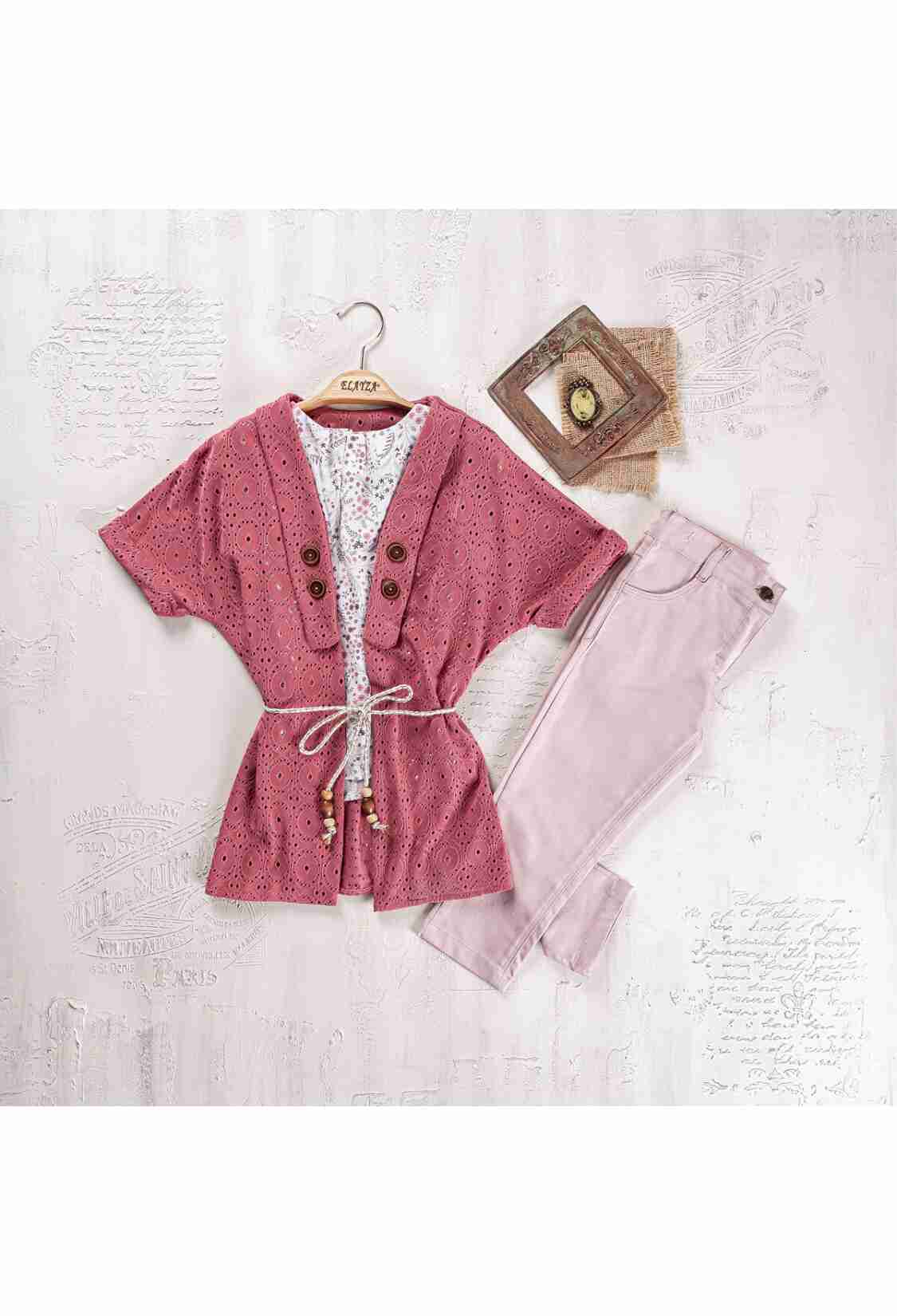 Girls' Suits - Toptan Kız Çocuk 3'lü Bluz, Hırka ve Pantolon Takım 9-12Y 2023-2264 - Brand: Elayza - Kids & Bby Clothes From TheBS Kids Turkey