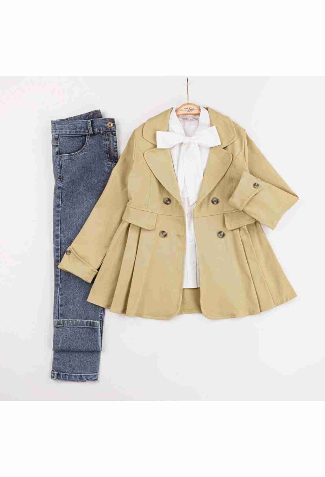 Girls' Suits - Toptan Kız Çocuk 3'lü Ceket, Tişört ve Pantolon Takım 6-10Y 1055-5615 - Brand: Miss Lore - Kids & Bby Clothes From TheBS Kids Turkey