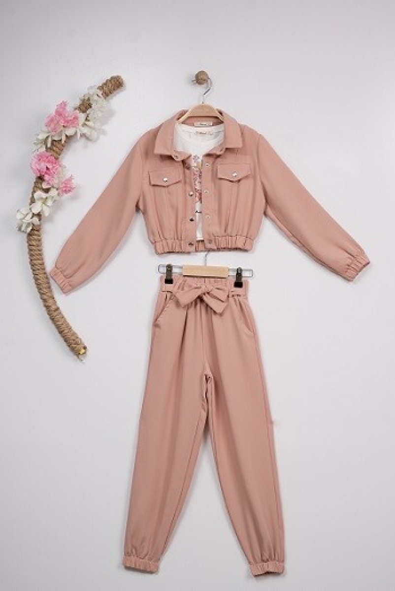 Girls' Suits - Toptan Kız Çocuk 3'lü Ceket Tişört ve Pantolon Takım 7-10Y 1016-23111 - Brand: Büşra Bebe - Kids & Bby Clothes From TheBS Kids Turkey