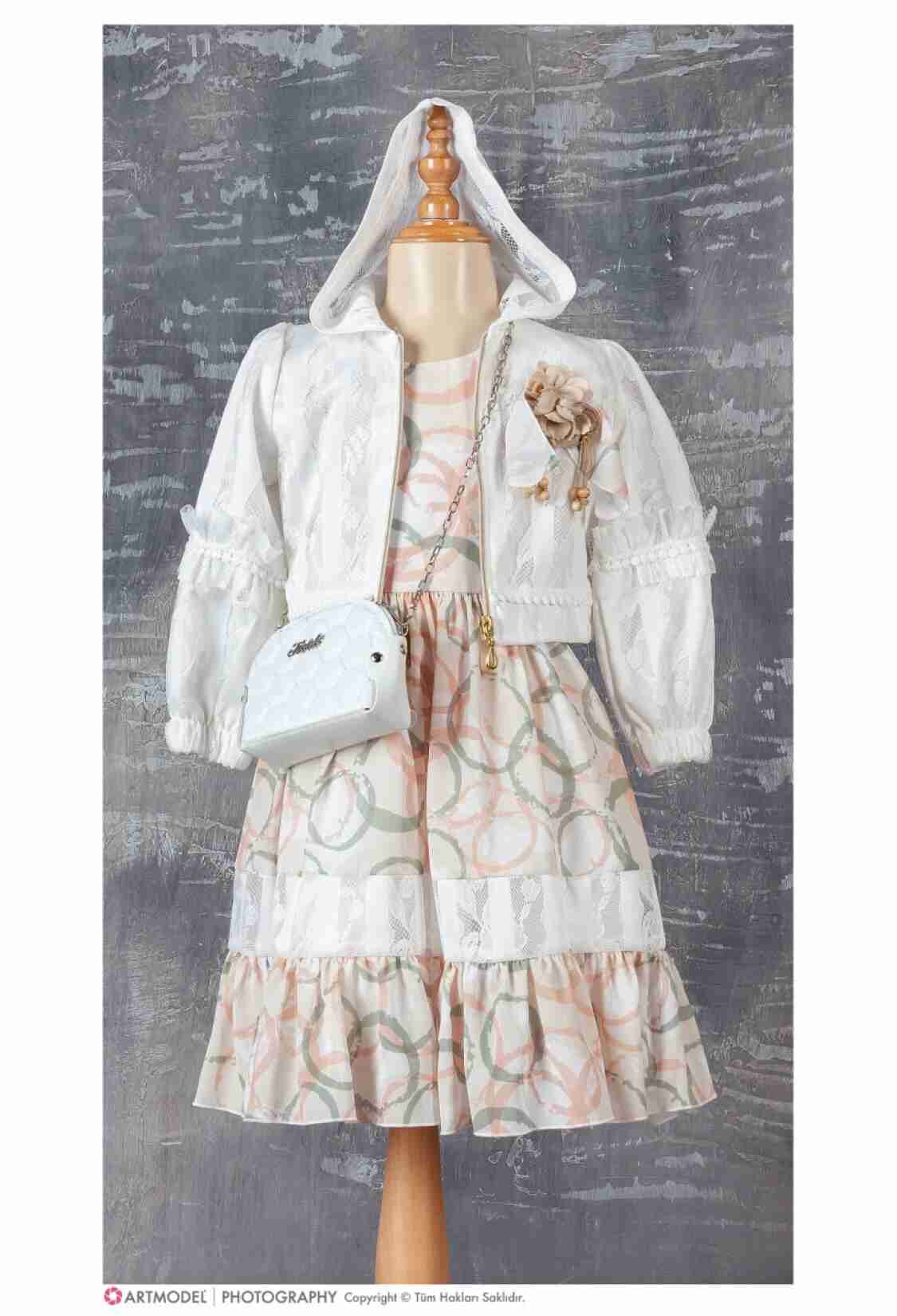 Girl's Dress - Toptan Kız Çocuk 3'lü Elbise Bolero ve Çanta Takım 6-12Y 1042-2358 - Brand: Tivido - Kids & Bby Clothes From TheBS Kids Turkey