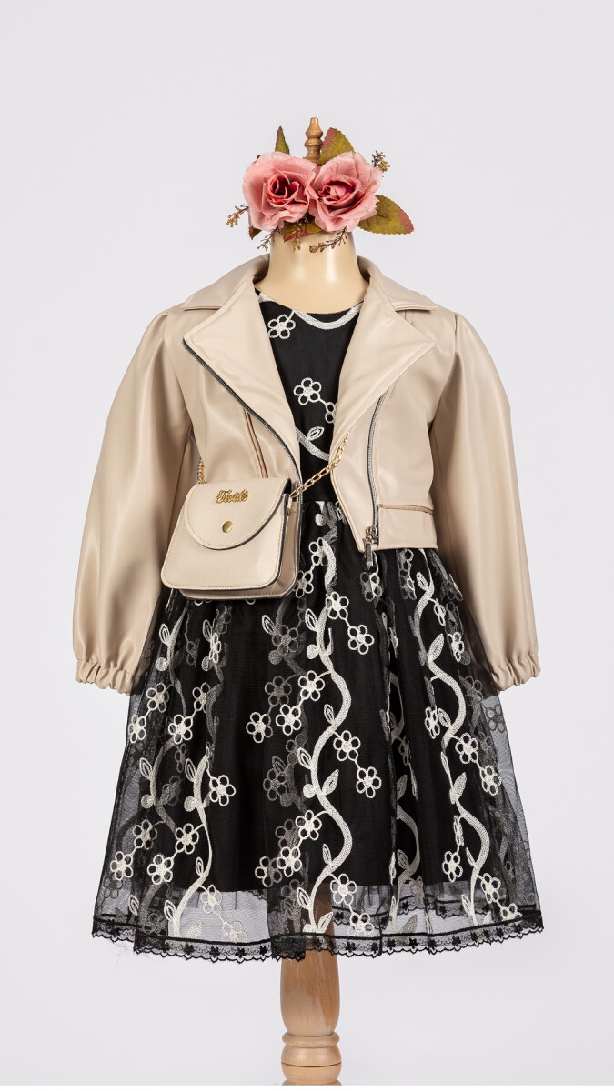 Girls’ Suits – Toptan Kız Çocuk 3’lü Elbise, Ceket ve Çanta Takımı 6-12Y 1042-2541 – Brand: Tivido – Kids & Bby Clothes From TheBS Kids Turkey