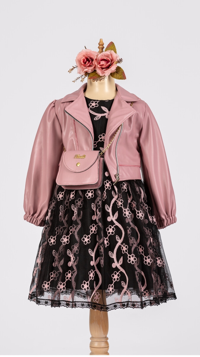 Girls' Suits - Toptan Kız Çocuk 3'lü Elbise, Ceket ve Çanta Takımı 6-12Y 1042-2541 - Brand: Tivido - Kids & Bby Clothes From TheBS Kids Turkey