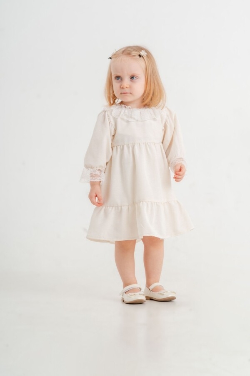 Girl's Dress - Toptan Kız Çocuk 4'lü Keten Prenses Kol Elbise 2-6Y 1031-5891 - Brand: KidsRoom - Kids & Bby Clothes From TheBS Kids Turkey