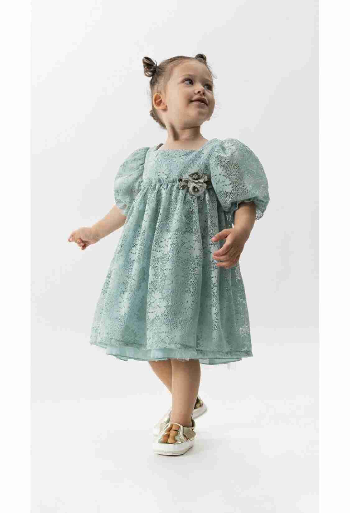 Girl's Dress - Toptan Kız Çocuk Balon Kollu Yonca Elbise 2-5Y 1022-23323 - Brand: Wecan - Kids & Bby Clothes From TheBS Kids Turkey