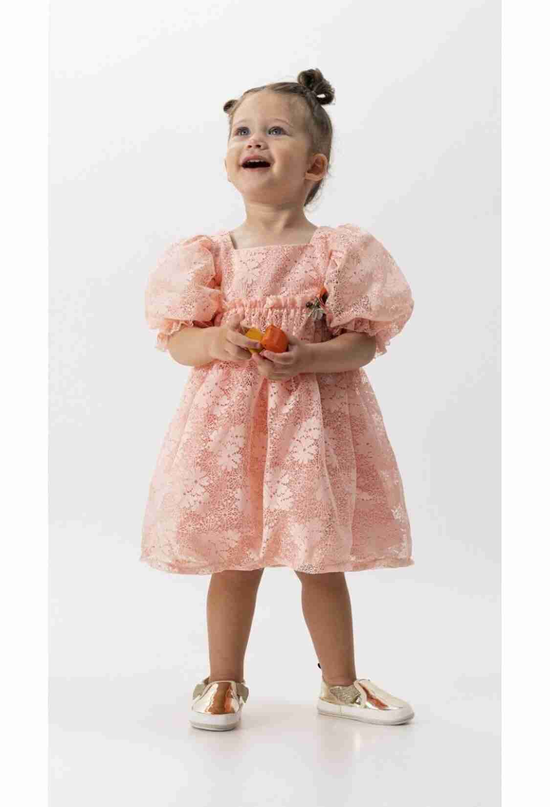 Girl's Dress - Toptan Kız Çocuk Balon Kollu Yonca Elbise 6-9Y 1022-23324 - Brand: Wecan - Kids & Bby Clothes From TheBS Kids Turkey