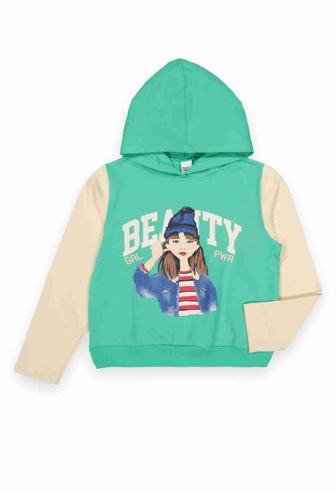 Girls' Tops - Toptan Kız Çocuk Baskılı Kapşonlu Sweat 6-9Y 1099-115 - Brand: Tuffy - Kids & Bby Clothes From TheBS Kids Turkey