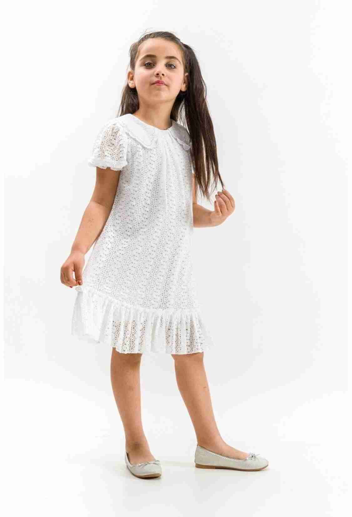 Girl's Dress - Toptan Kız Çocuk Brode Yaka Elbise 6-9Y 1022-23315 - Brand: Wecan - Kids & Bby Clothes From TheBS Kids Turkey