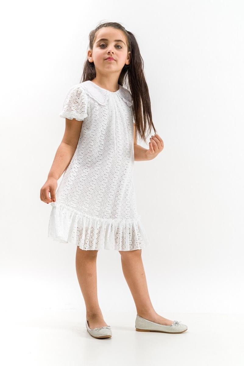 Girl's Dress - Toptan Kız Çocuk Brode Yaka Elbise 6-9Y 1022-23315 - Brand: Wecan - Kids & Bby Clothes From TheBS Kids Turkey