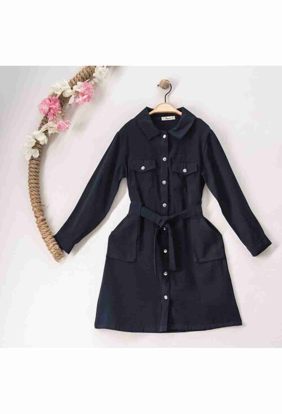 Girl's Dress - Toptan Kız Çocuk Cepli Elbise 7-10Y 1016-23108 - Brand: Büşra Bebe - Kids & Bby Clothes From TheBS Kids Turkey