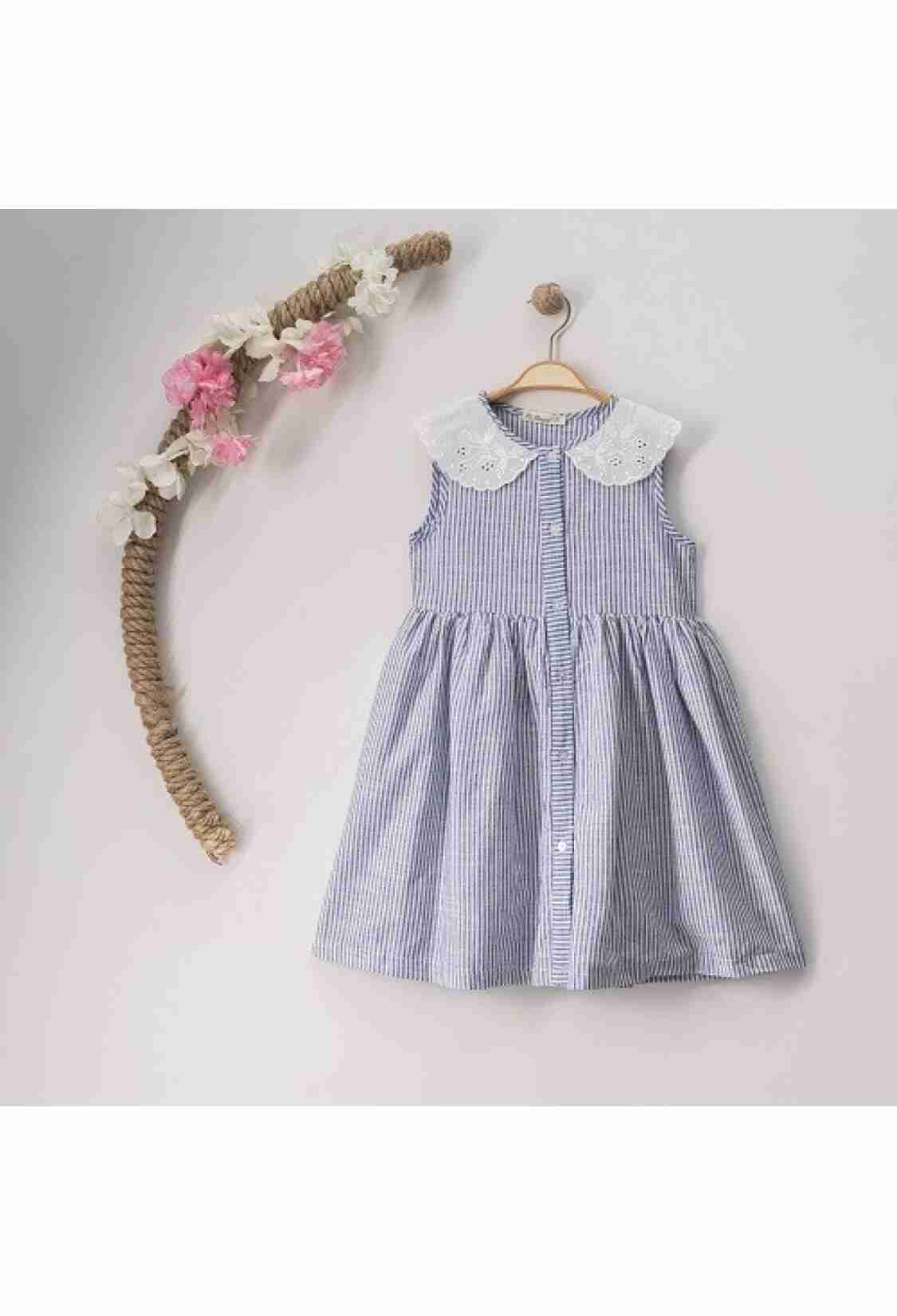 Girl's Dress - Toptan Kız Çocuk Çizgili Elbise 7-10Y 1016-23105 - Brand: Büşra Bebe - Kids & Bby Clothes From TheBS Kids Turkey