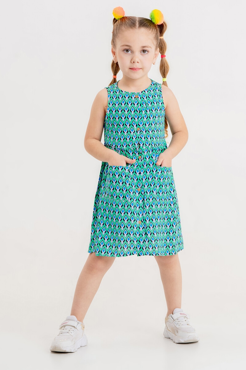 Girl's Dress - Toptan Kız Çocuk Desenli Elbise 2-5Y 1099-1297 - Brand: Tuffy - Kids & Bby Clothes From TheBS Kids Turkey