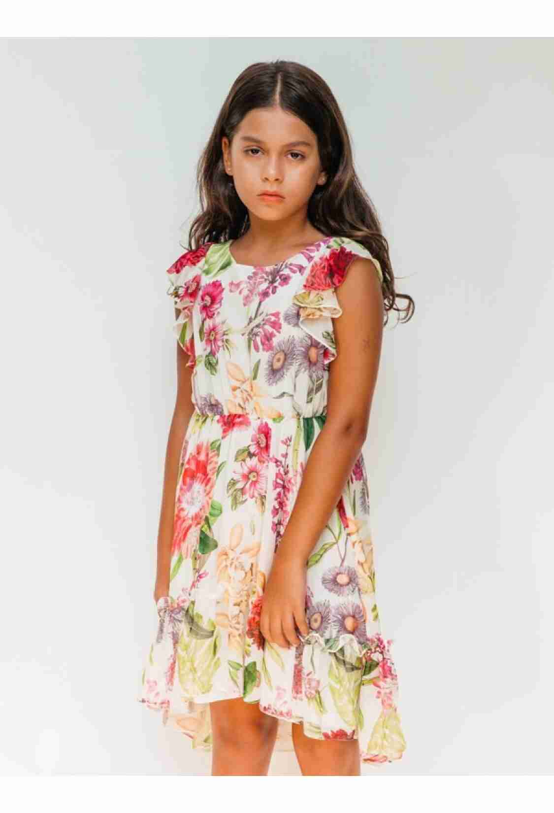 Girl's Dress - Toptan Kız Çocuk Desenli Elbise 4-12Y 1083-DSL0135 - Brand: Sheshe - Kids & Bby Clothes From TheBS Kids Turkey
