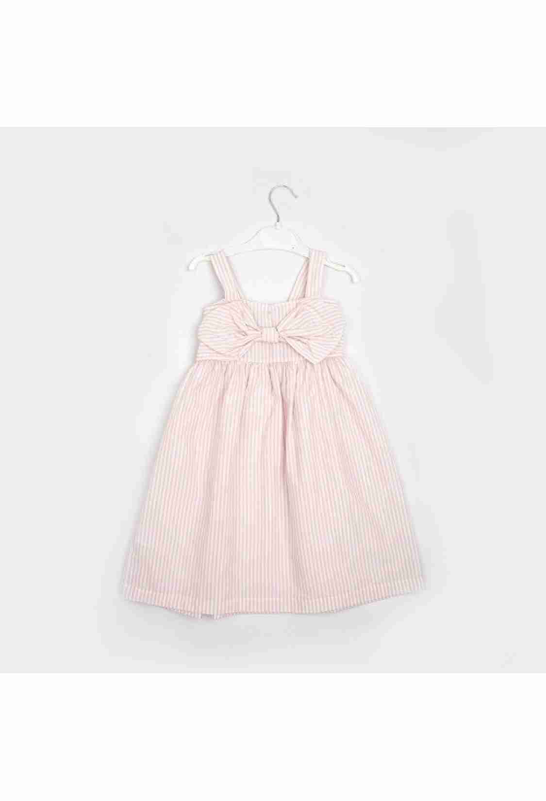 Girl's Dress - Toptan Kız Çocuk Fiyonlu Çizgili Elbise 3-6Y 1016-23116 - Brand: Büşra Bebe - Kids & Bby Clothes From TheBS Kids Turkey