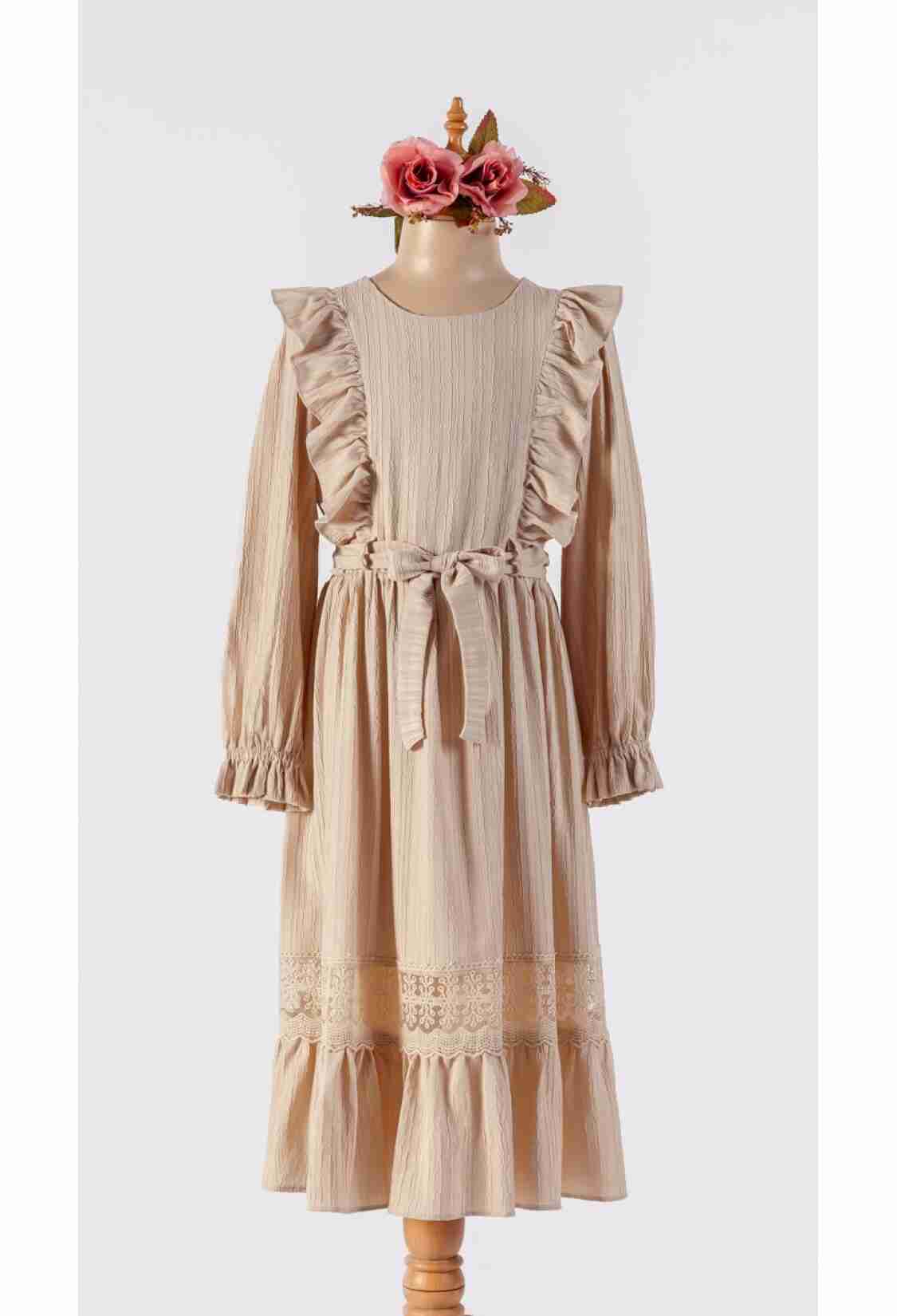 Girl's Dress - Toptan Kız Çocuk Kemerli Elbise 6-12Y 1042-2525 - Brand: Tivido - Kids & Bby Clothes From TheBS Kids Turkey