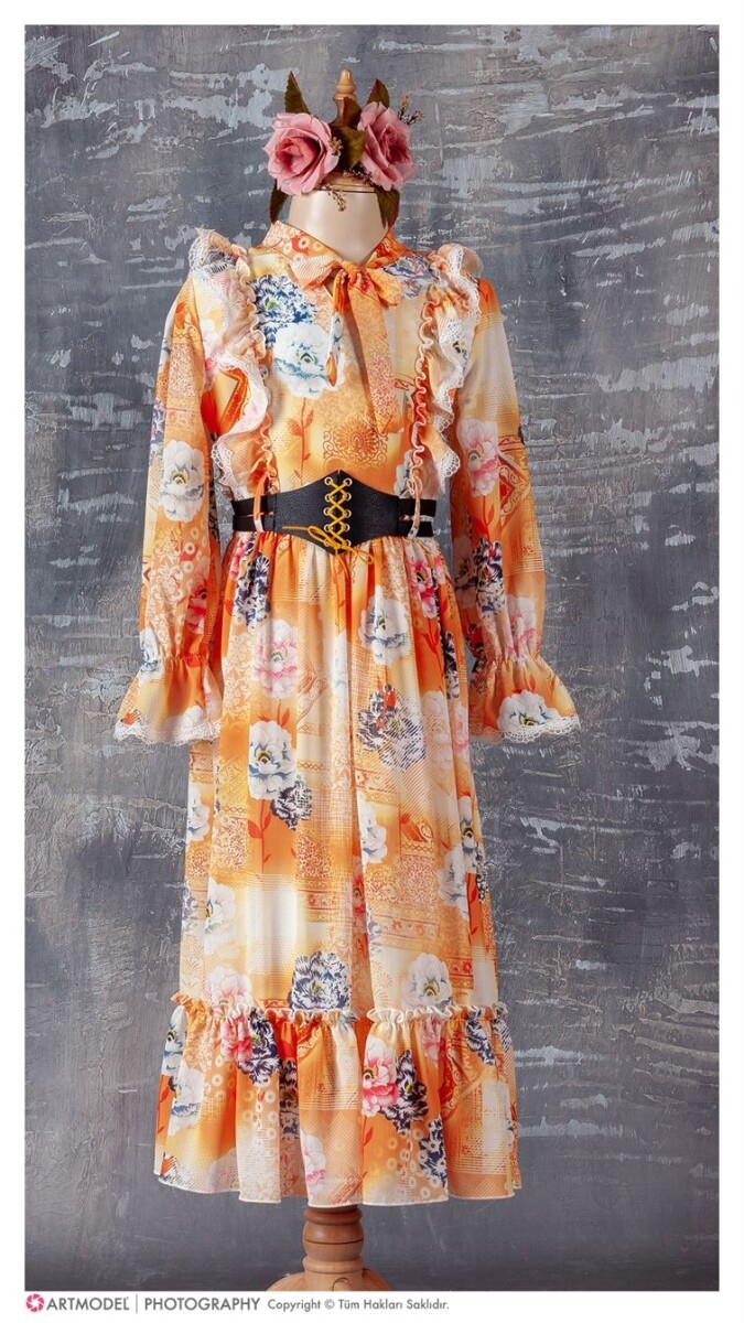 Girl's Dress - Toptan Kız Çocuk Kemerli Elbise 9-12Y 1042-2413 - Brand: Tivido - Kids & Bby Clothes From TheBS Kids Turkey