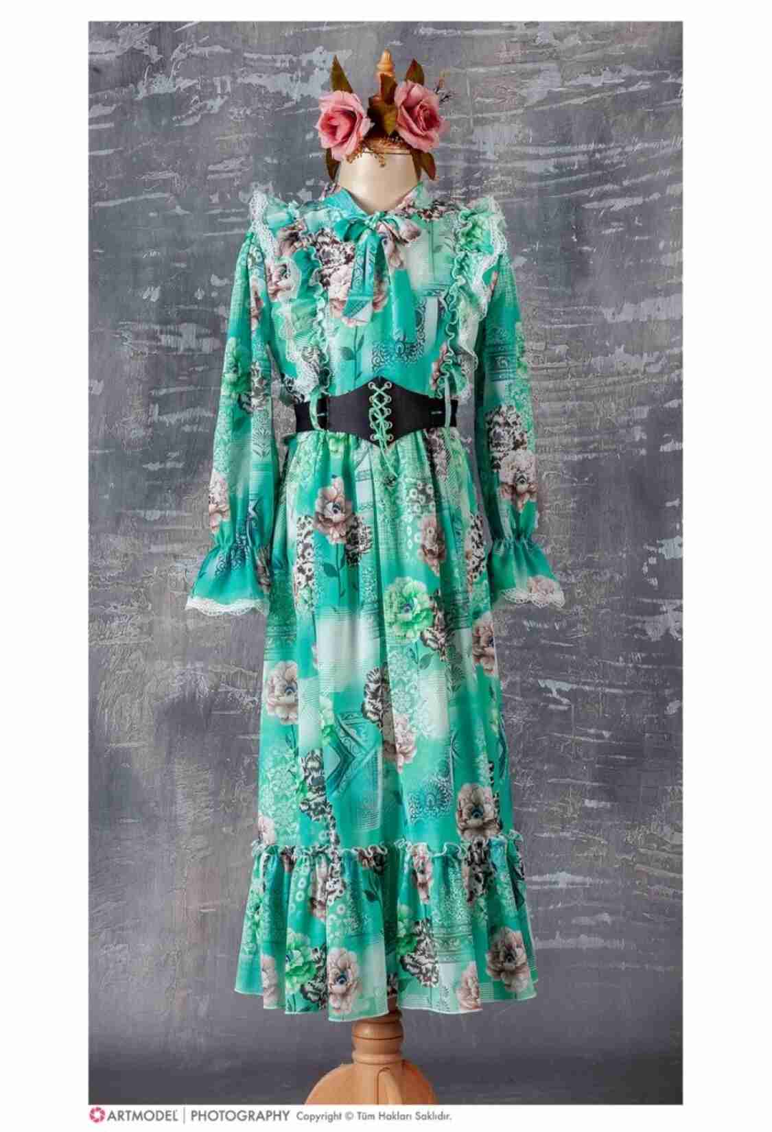 Girl's Dress - Toptan Kız Çocuk Kemerli Elbise 9-12Y 1042-2413 - Brand: Tivido - Kids & Bby Clothes From TheBS Kids Turkey