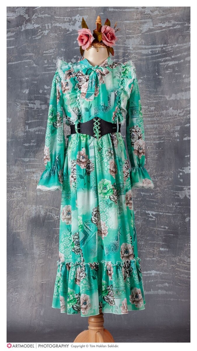 Girl’s Dress – Toptan Kız Çocuk Kemerli Elbise 9-12Y 1042-2413 – Brand: Tivido – Kids & Bby Clothes From TheBS Kids Turkey