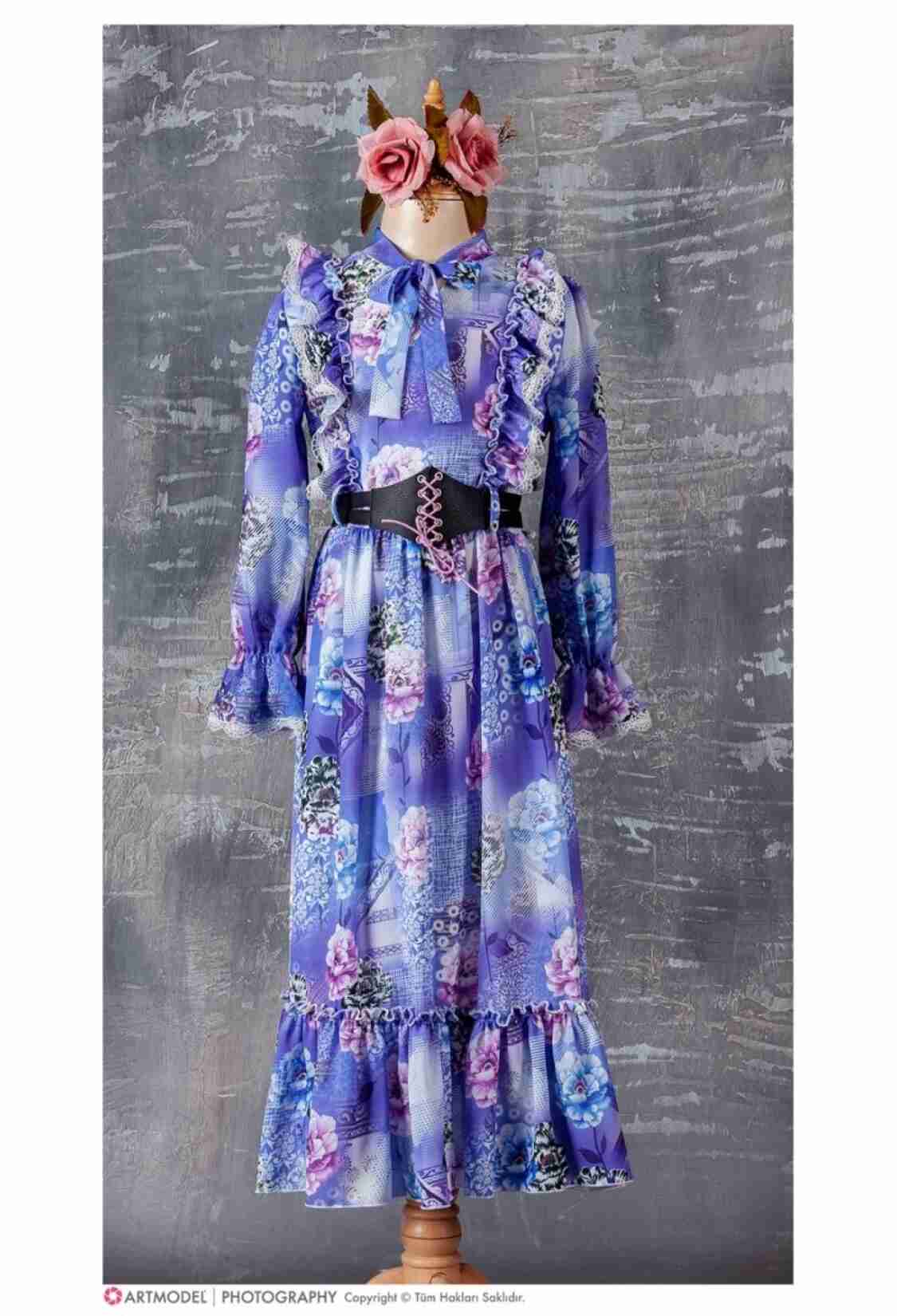 Girl's Dress - Toptan Kız Çocuk Kemerli Elbise 9-12Y 1042-2413 - Brand: Tivido - Kids & Bby Clothes From TheBS Kids Turkey