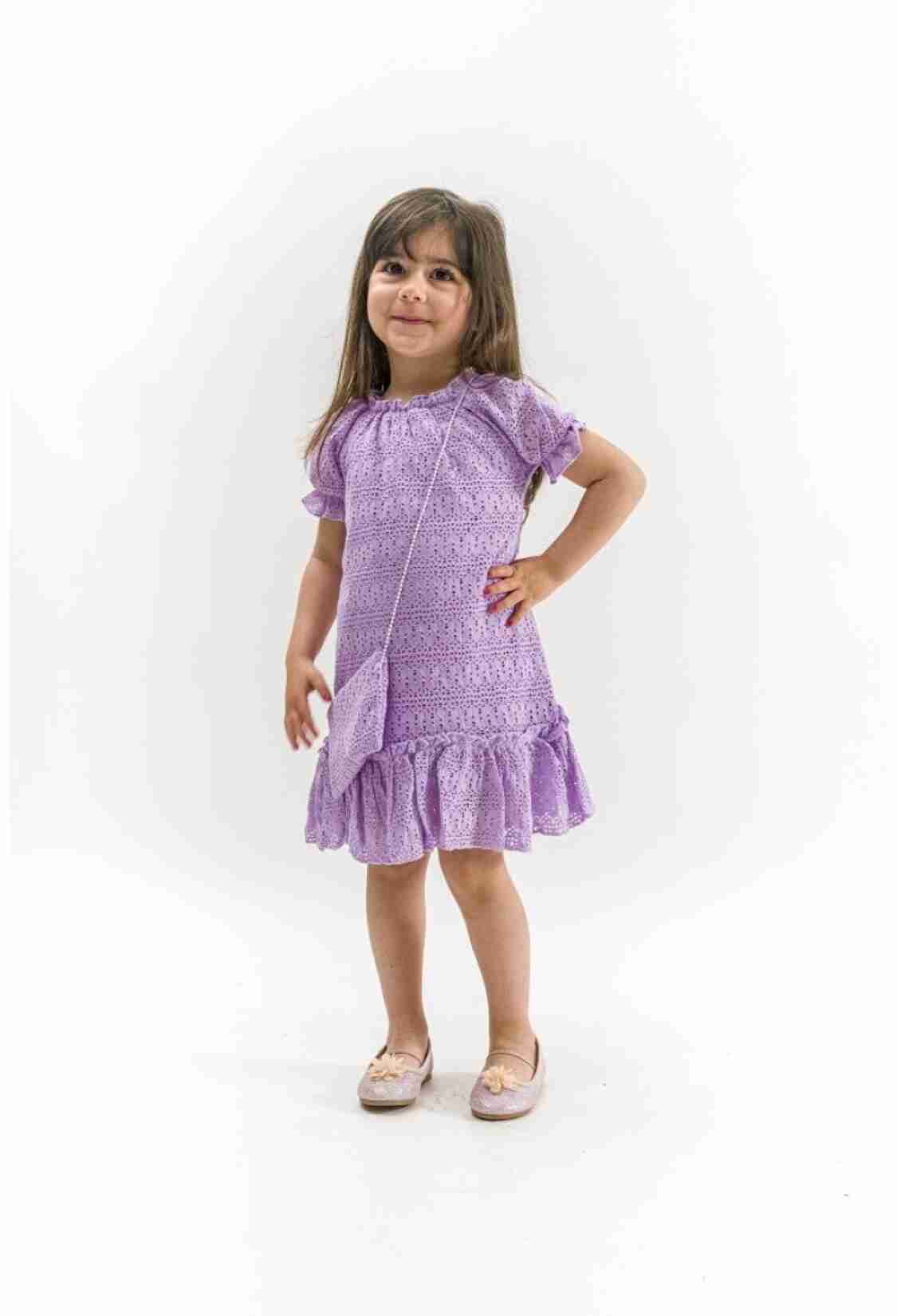 Girl's Dress - Toptan Kız Çocuk Yakası Lastikli Kollu Elbise 2-5Y 1022-23329 - Brand: Wecan - Kids & Bby Clothes From TheBS Kids Turkey