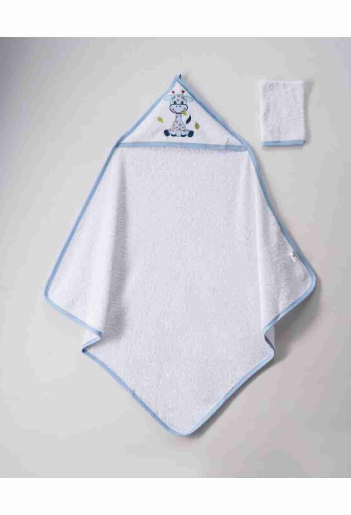 Towel and Bathrobe - Toptan Unisex 2'li Keseli Bebek Banyo Takımı 80x80cm 1072-351BEYAZ - Brand: Ramel Kids - Kids & Bby Clothes From TheBS Kids Turkey