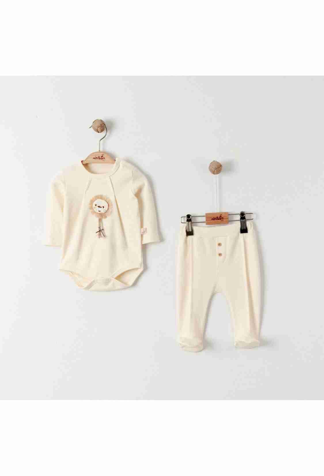 Baby Sets - Toptan Unisex Bebek 2'li Badi ve Pantolon Takımı 0-6M 2019-9065 - Brand: Miniborn - Kids & Bby Clothes From TheBS Kids Turkey