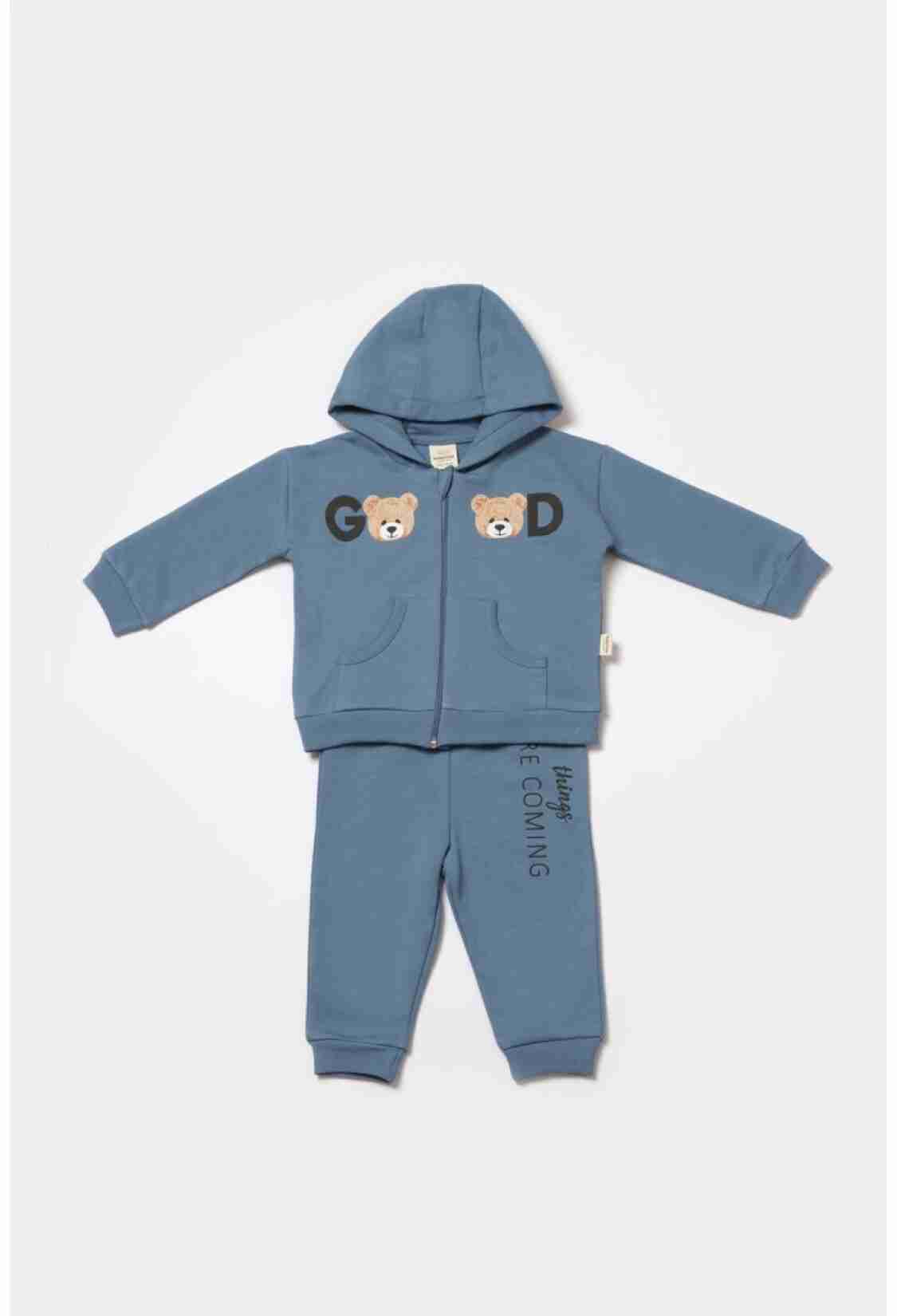 Baby Sets - Toptan Unisex Bebek 2'li Hırka ve Pantolon Takımı 3-24M %100 Organik Pamuk Cosy 2022-CSY8005 - Brand: BabyCosy - Kids & Bby Clothes From TheBS Kids Turkey