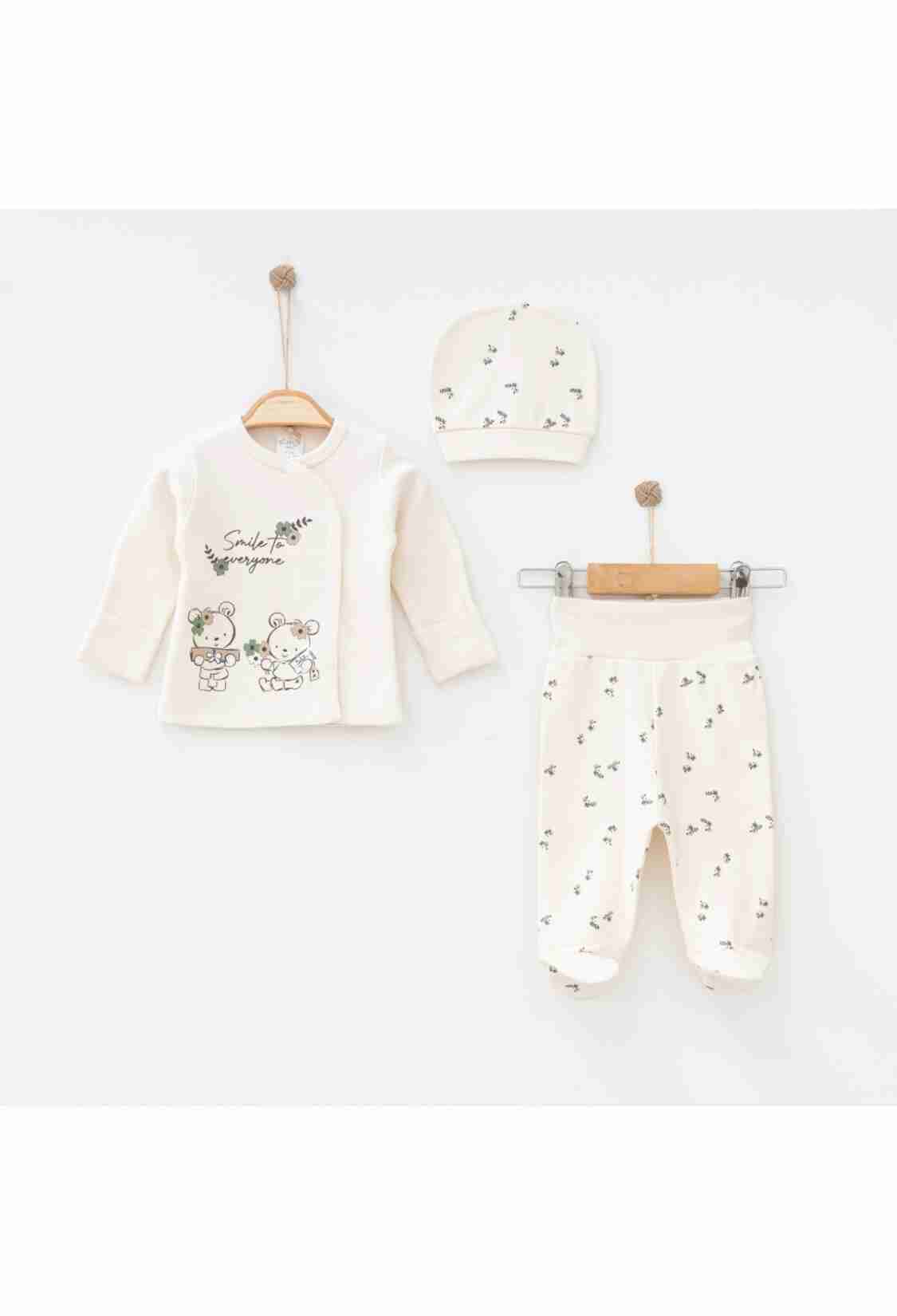 Newborn - Toptan Unisex Bebek 3'lü Yenidoğan Takımı 0-3M 2043-0014 - Brand: Gümüş Baby - Kids & Bby Clothes From TheBS Kids Turkey
