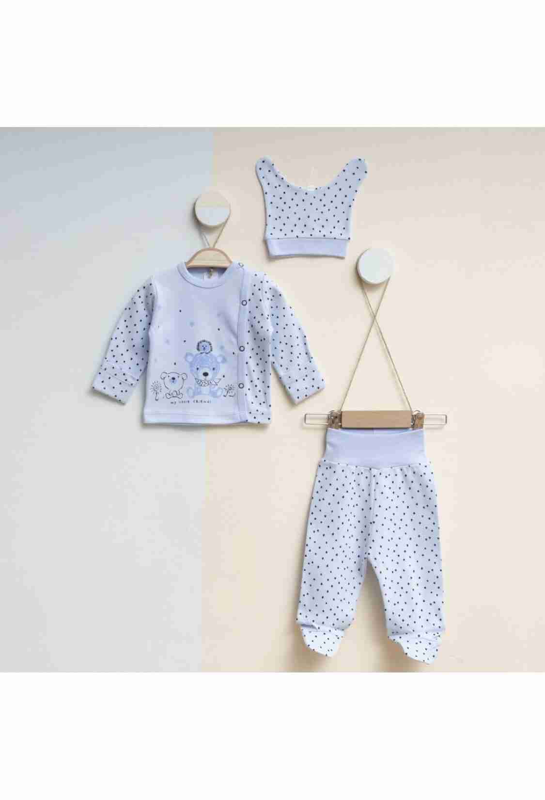 Newborn - Toptan Unisex Bebek 3'lü Yenidoğan Takımı 0-3M 2043-0015 - Brand: Gümüş Baby - Kids & Bby Clothes From TheBS Kids Turkey