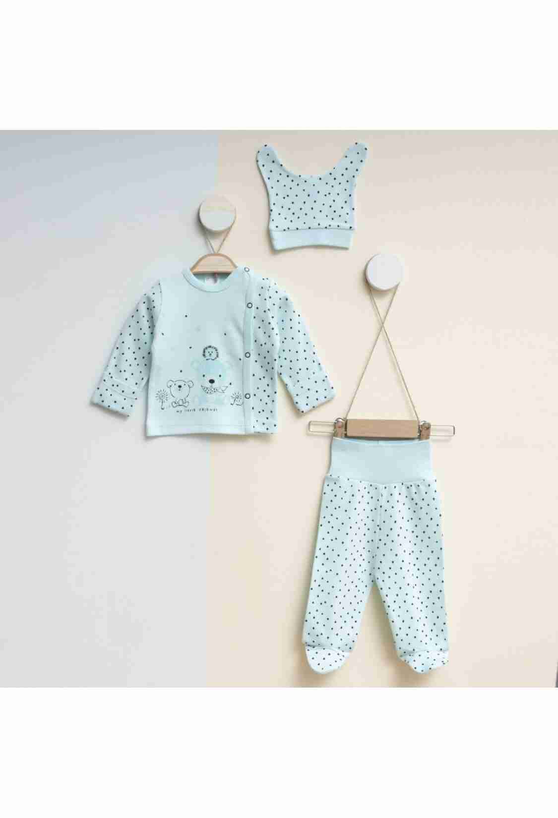 Newborn - Toptan Unisex Bebek 3'lü Yenidoğan Takımı 0-3M 2043-0015 - Brand: Gümüş Baby - Kids & Bby Clothes From TheBS Kids Turkey