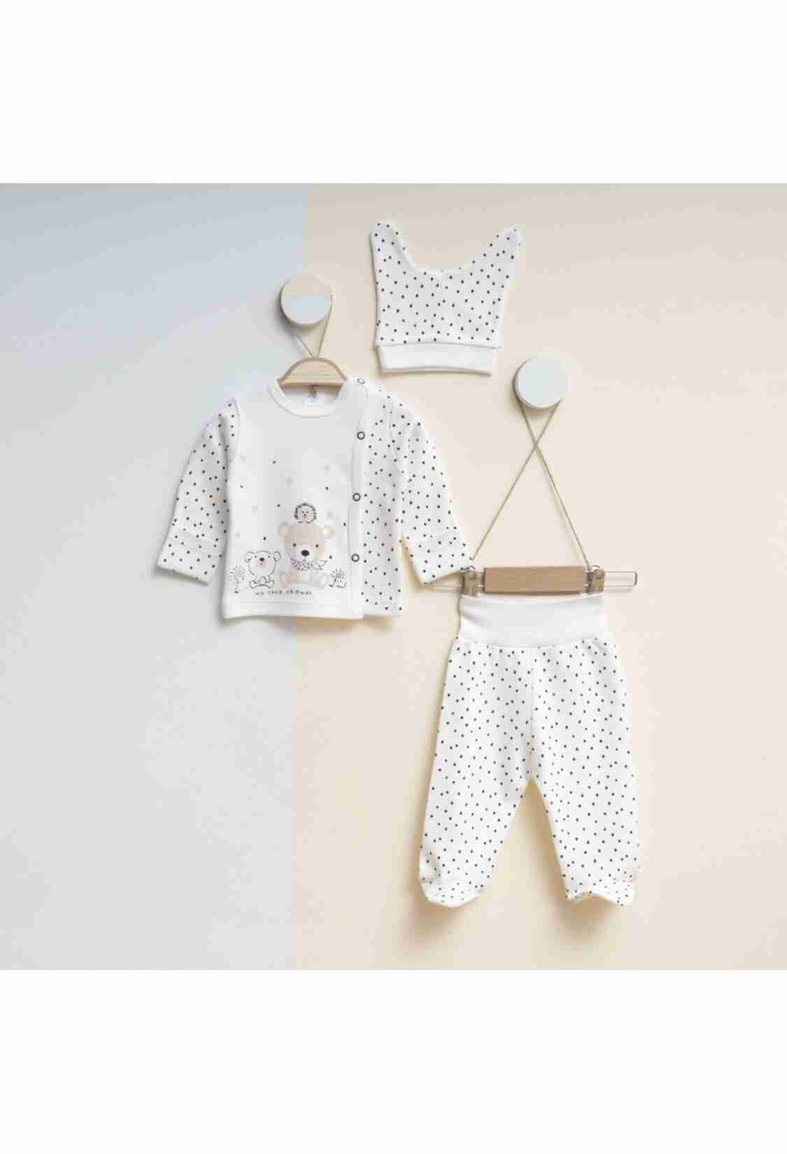 Newborn - Toptan Unisex Bebek 3'lü Yenidoğan Takımı 0-3M 2043-0015 - Brand: Gümüş Baby - Kids & Bby Clothes From TheBS Kids Turkey