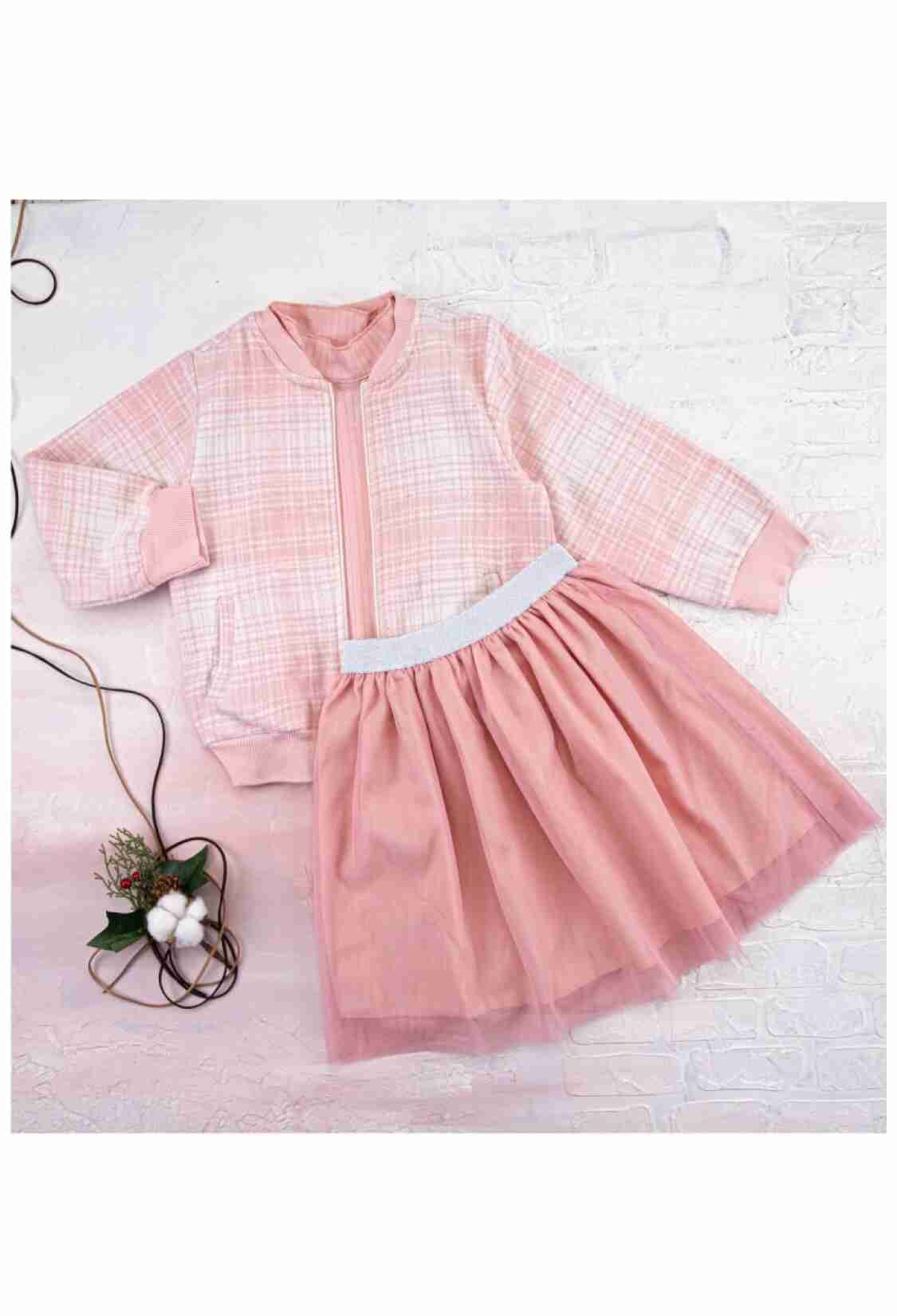 Girls' Suits - Tül Etekli Ekose Hırkalı Takım 1016-212063 - Brand: Büşra Bebe - Kids & Bby Clothes From TheBS Kids Turkey