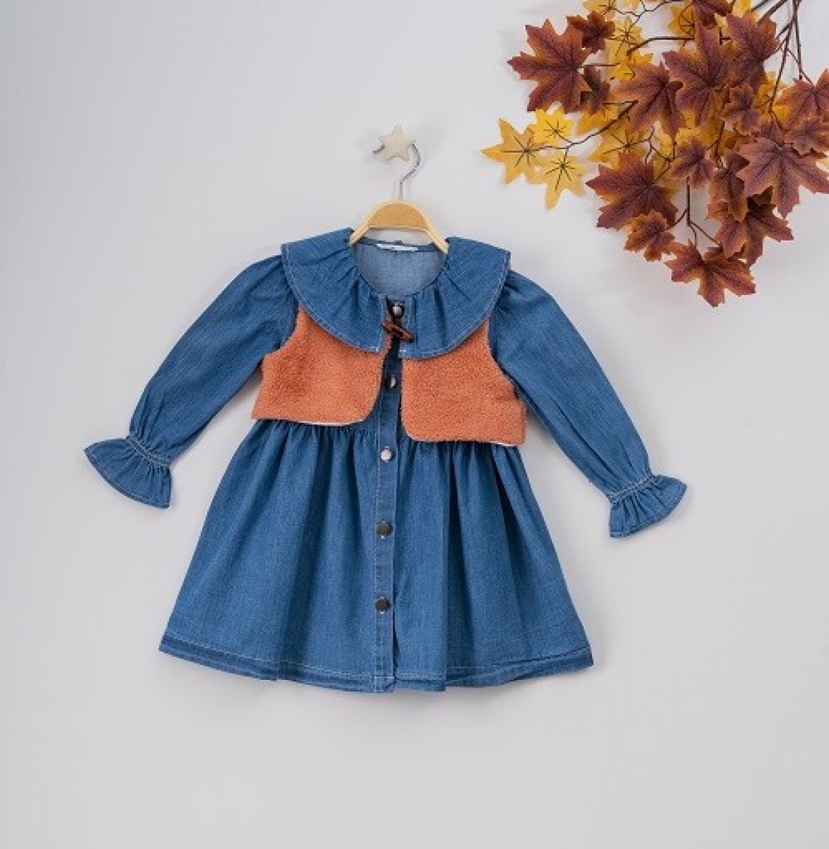 Girl's Dress - VELSOFT YELEKL KOT ELBSE 1016-22274 - Brand: Büşra Bebe - Kids & Bby Clothes From TheBS Kids Turkey