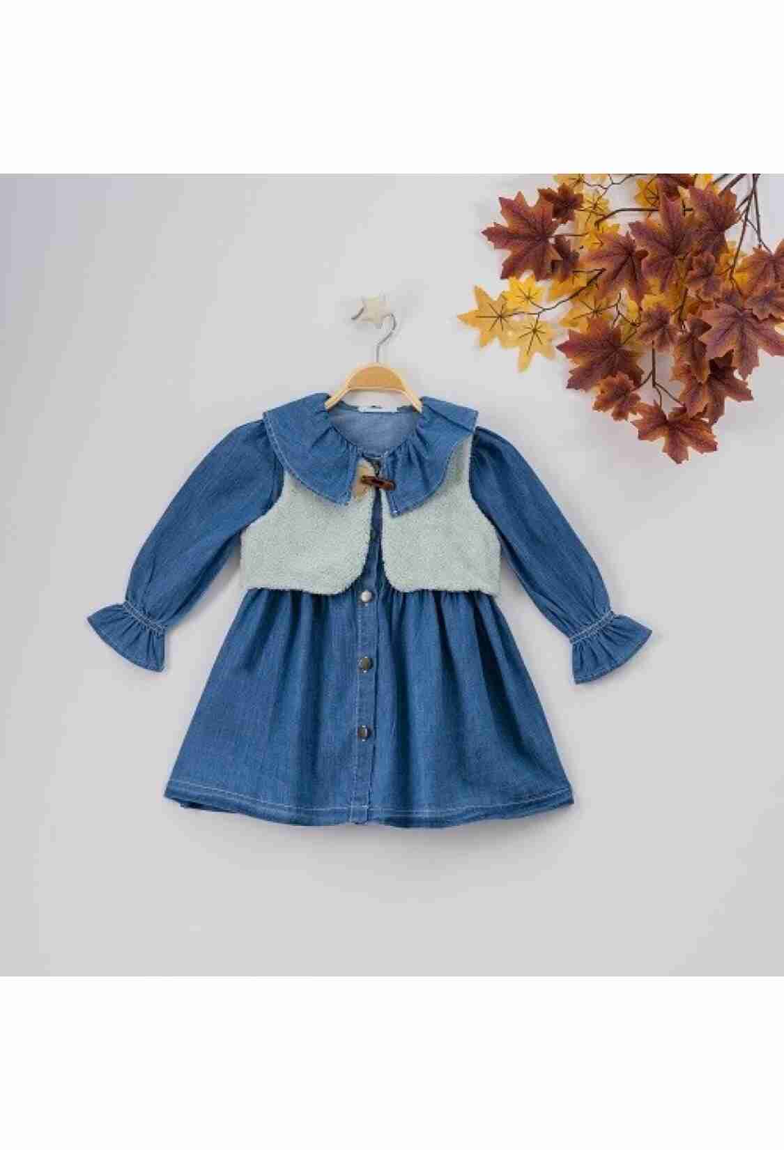 Girl's Dress - VELSOFT YELEKL KOT ELBSE 1016-22274 - Brand: Büşra Bebe - Kids & Bby Clothes From TheBS Kids Turkey