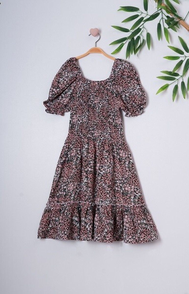 Girl's Dress - Vıscon Gipe Lastikli Elbise 1016-221026 - Brand: Büşra Bebe - Kids & Bby Clothes From TheBS Kids Turkey