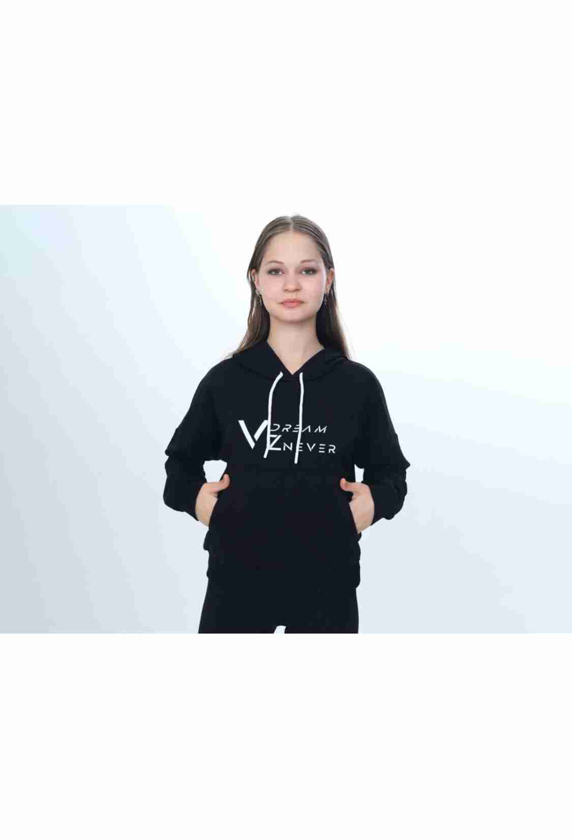 Girls' Tops - B1 - Vz Baskılı Kapşonlu Kız Sweat - Brand: VIZVIZ - Kids & Bby Clothes From TheBS Kids Turkey