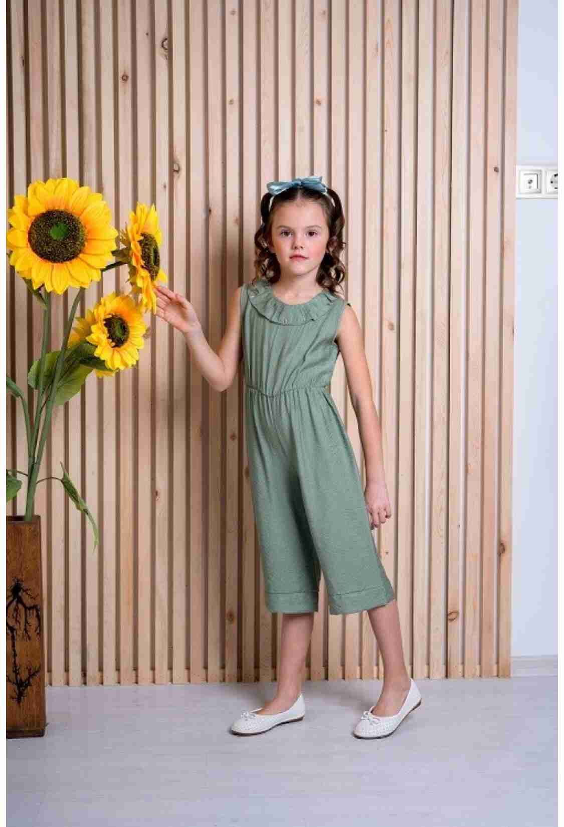 Girl's Jumpsuit - Yaka Fırfırlı Airobin Tulum 1016-201120 - Brand: Büşra Bebe - Kids & Bby Clothes From TheBS Kids Turkey
